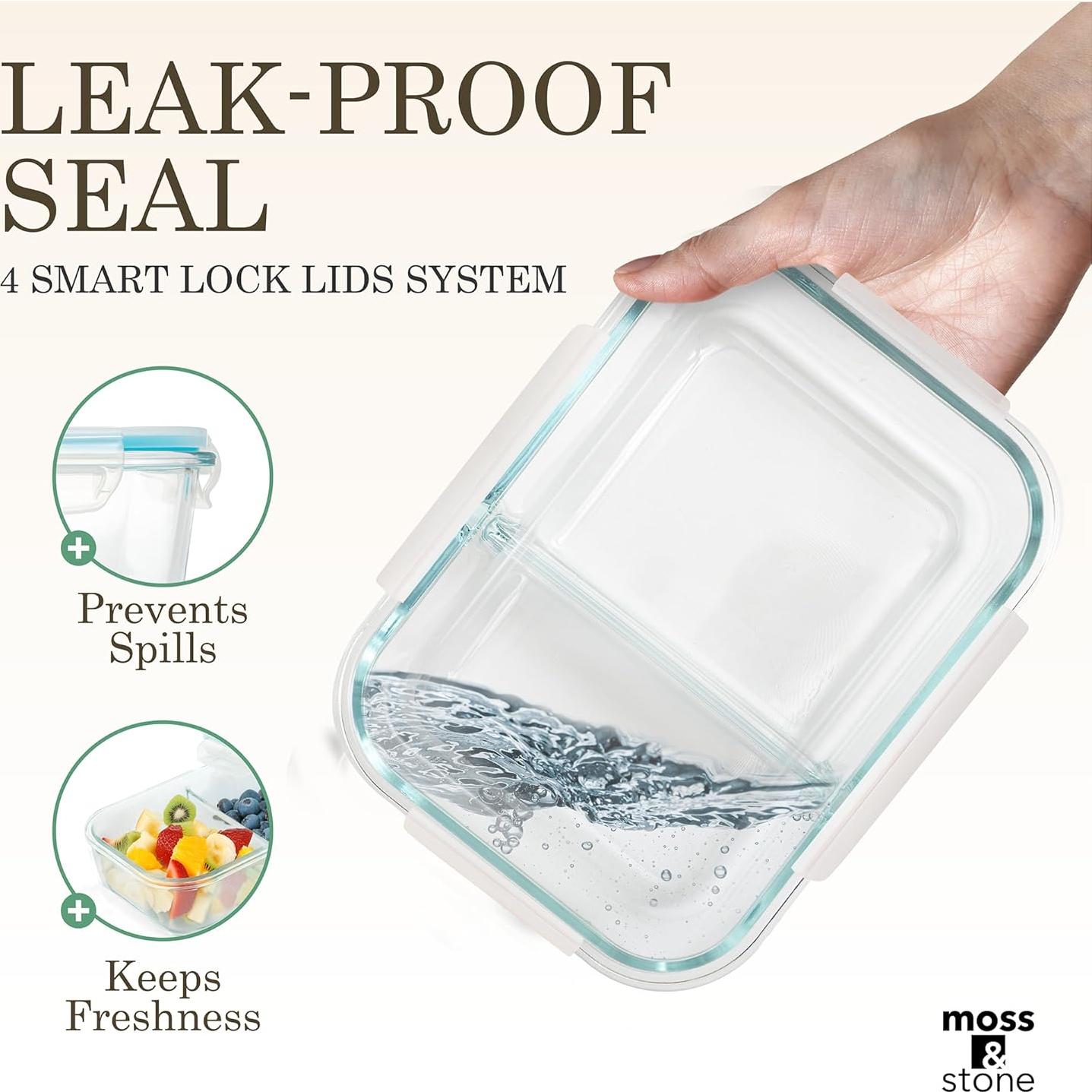 Set de 2 Recipientes de Almacenamiento de Vidrio Moss & Stone 1500ML y 1000ML