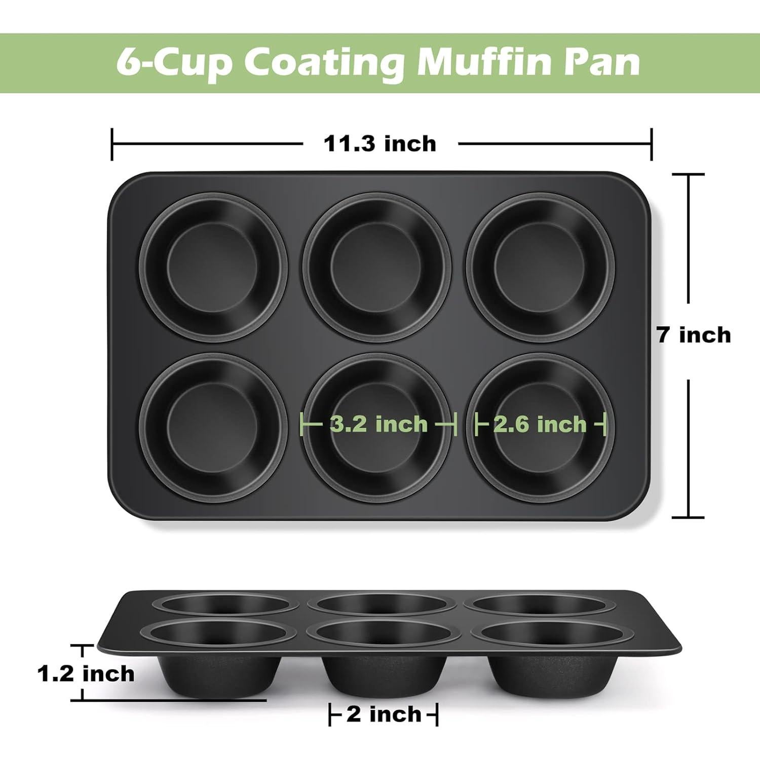 Molde para Muffins TeamFar de 6 Tazas Antiadherente Acero Inoxidable