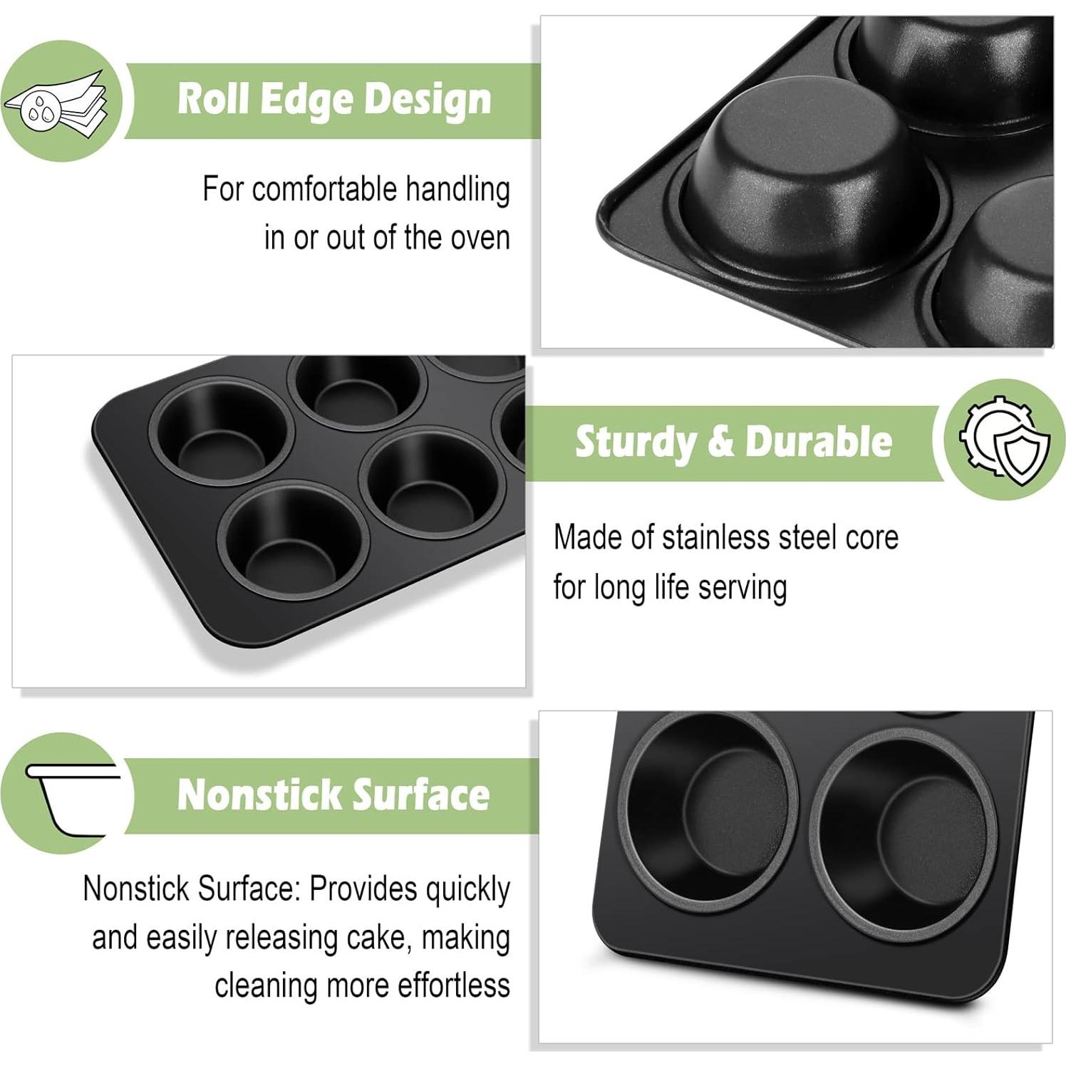 Molde para Muffins TeamFar de 6 Tazas Antiadherente Acero Inoxidable
