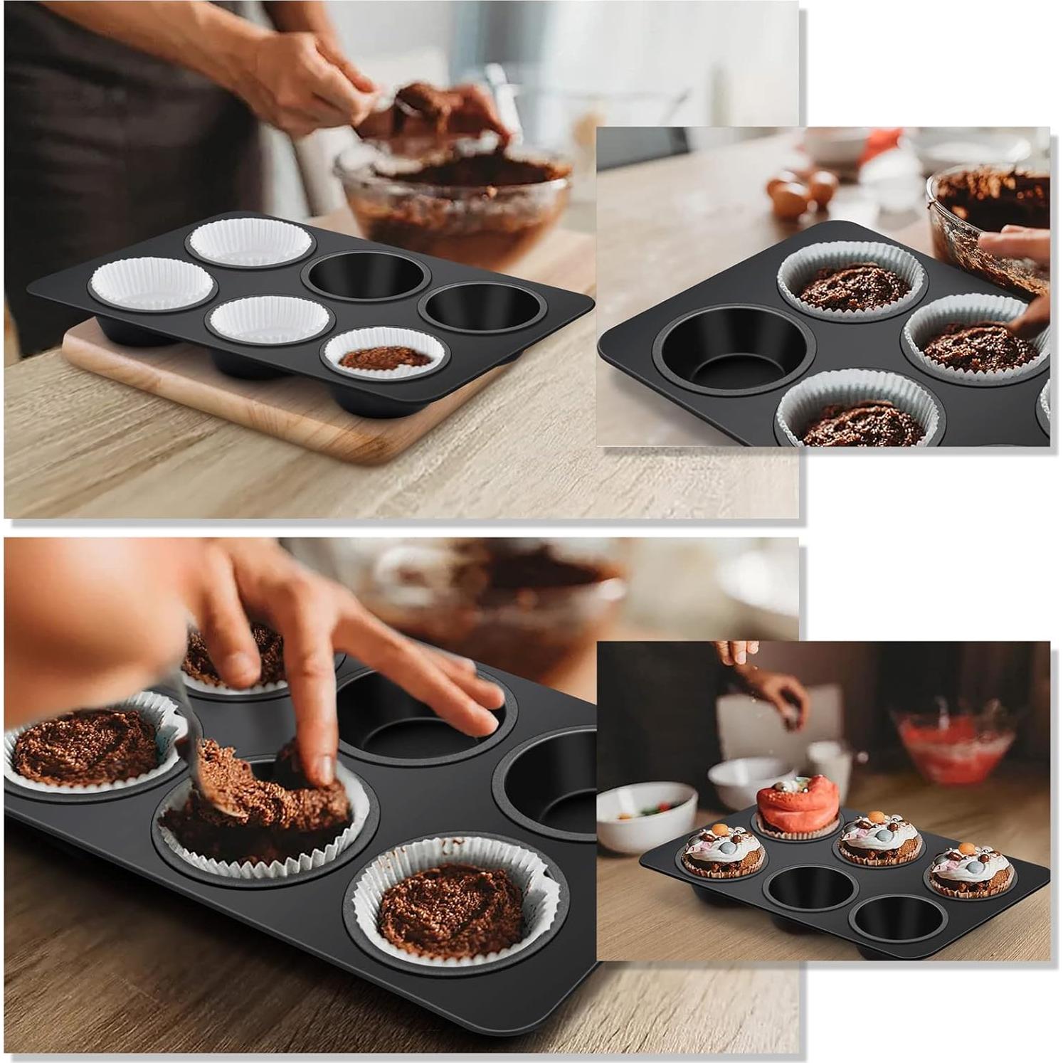 Molde para Muffins TeamFar de 6 Tazas Antiadherente Acero Inoxidable