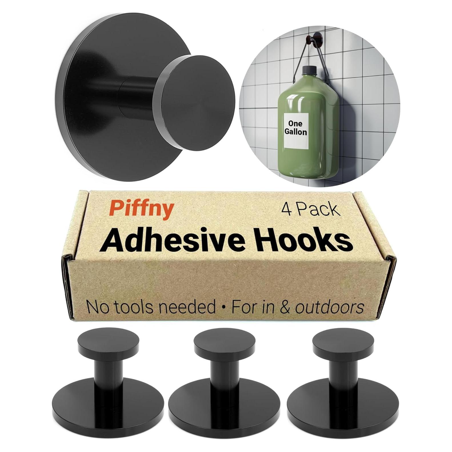 Ganchos Adhesivos Redondos Piffny para Baño y Cocina - 4 Piezas