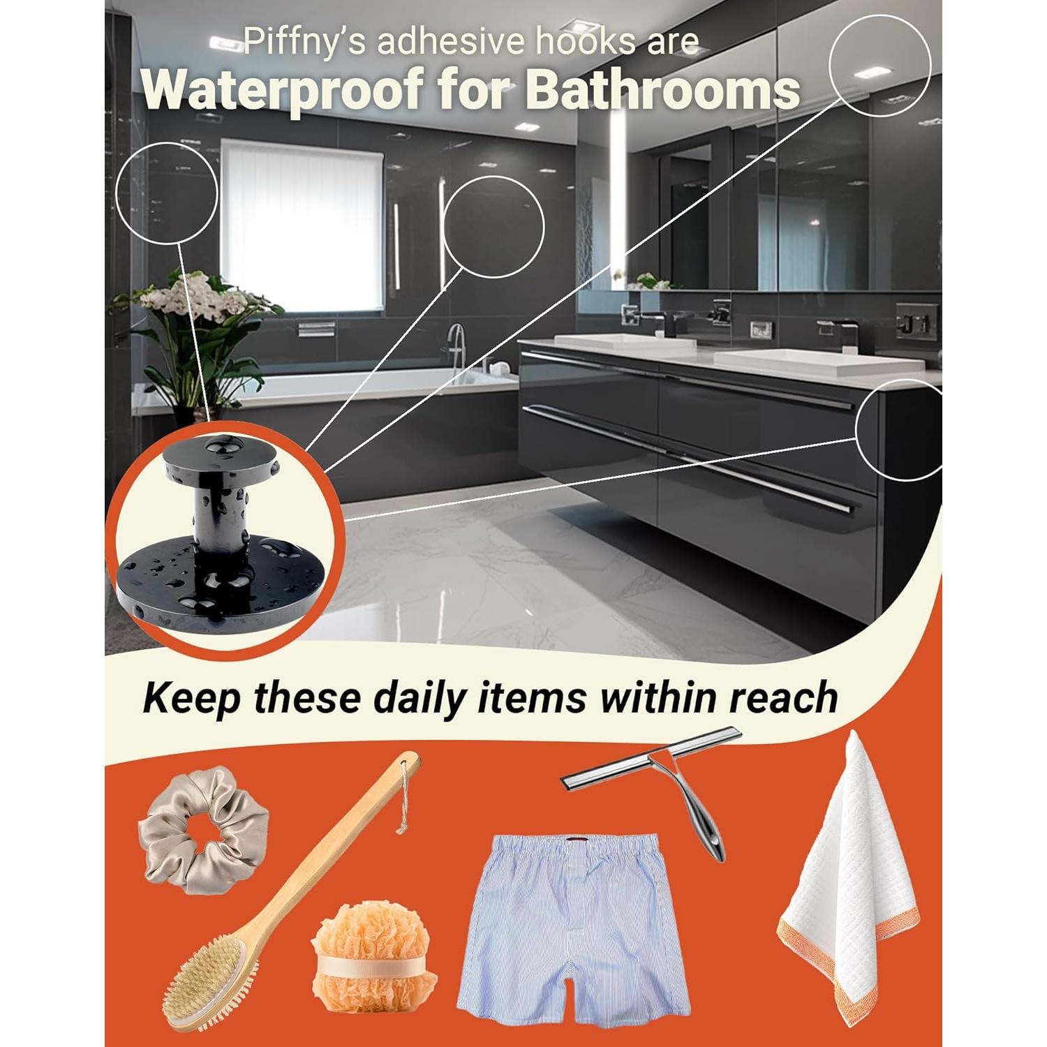 Ganchos Adhesivos Redondos Piffny para Baño y Cocina - 4 Piezas