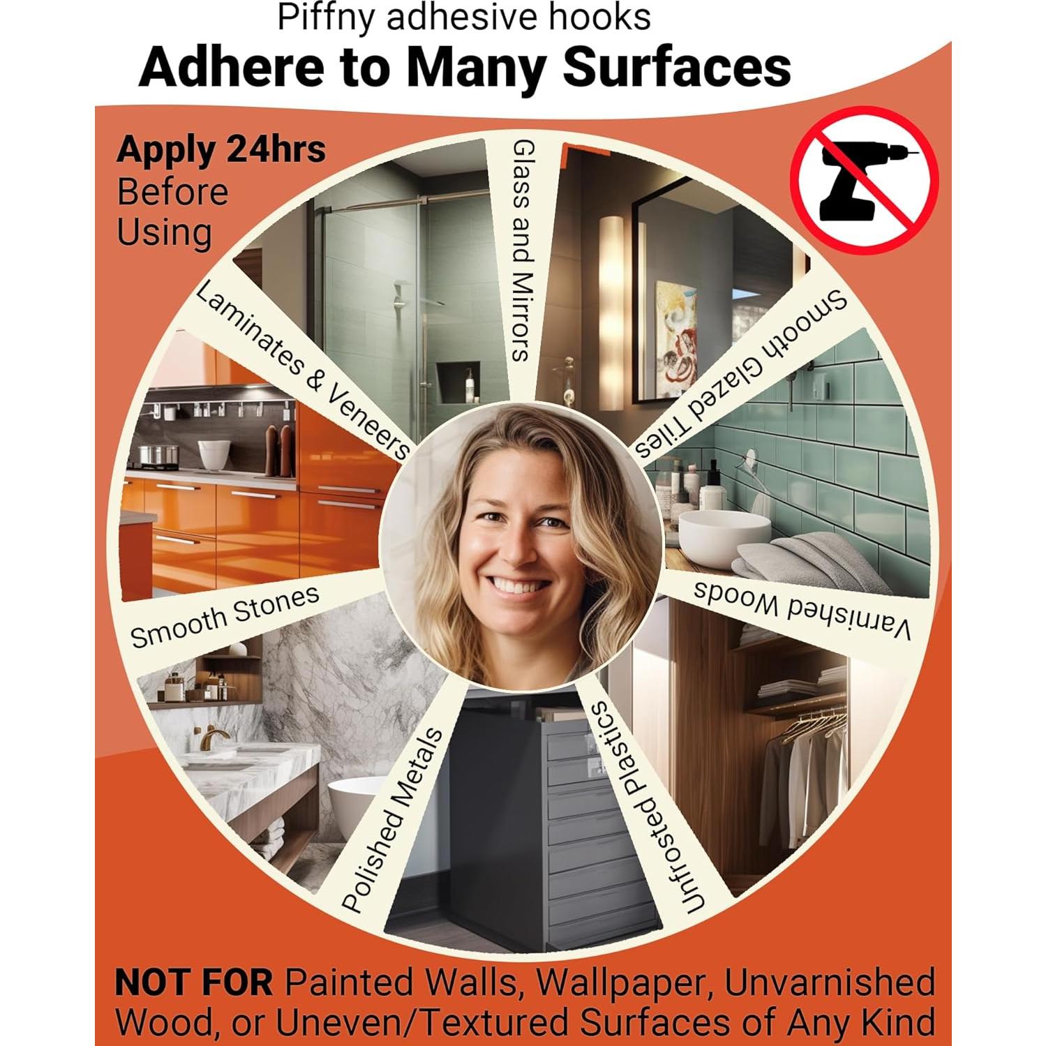 Ganchos Adhesivos Redondos Piffny para Baño y Cocina - 4 Piezas