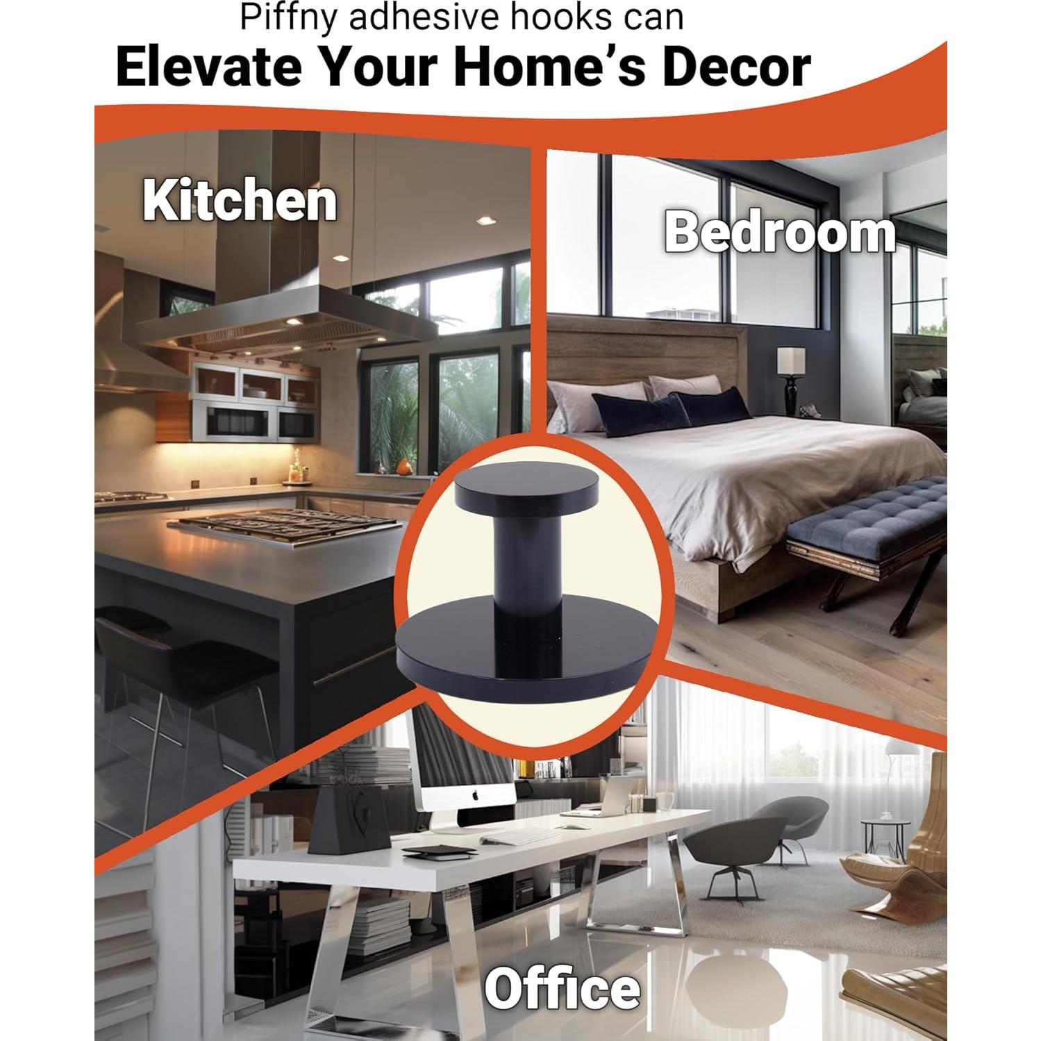 Ganchos Adhesivos Redondos Piffny para Baño y Cocina - 4 Piezas