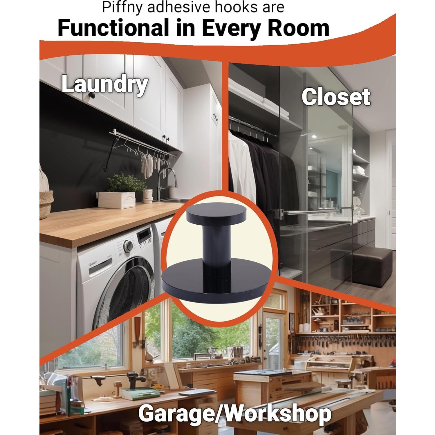 Ganchos Adhesivos Redondos Piffny para Baño y Cocina - 4 Piezas