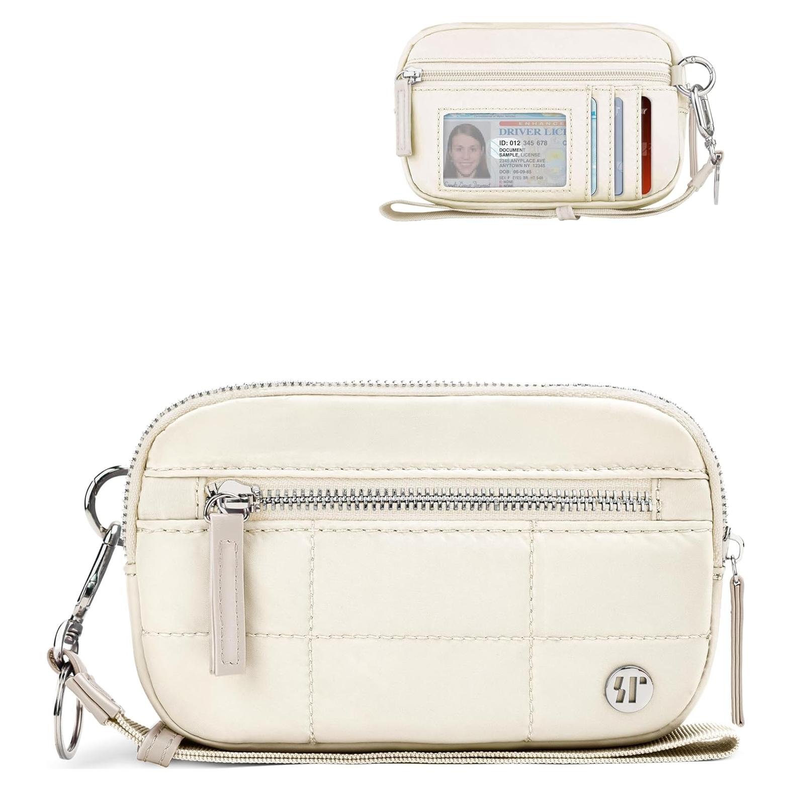 Cartera de Muñeca Acolchada Sunpour Iris Beige con 3 Bolsillos