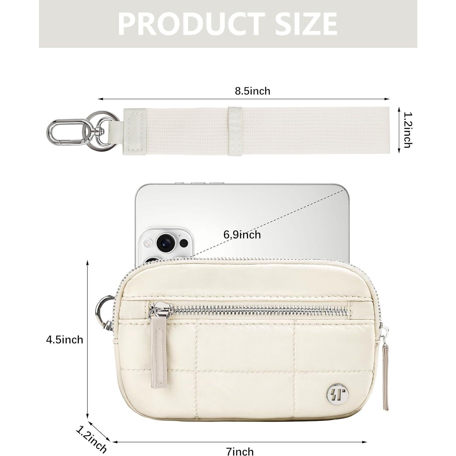 Cartera de Muñeca Acolchada Sunpour Iris Beige con 3 Bolsillos