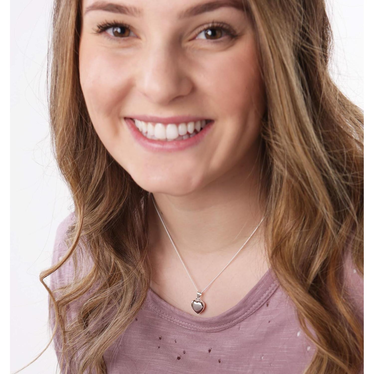 Collar Locket Clásico Plata Esterlina 35.56 cm para Niñas