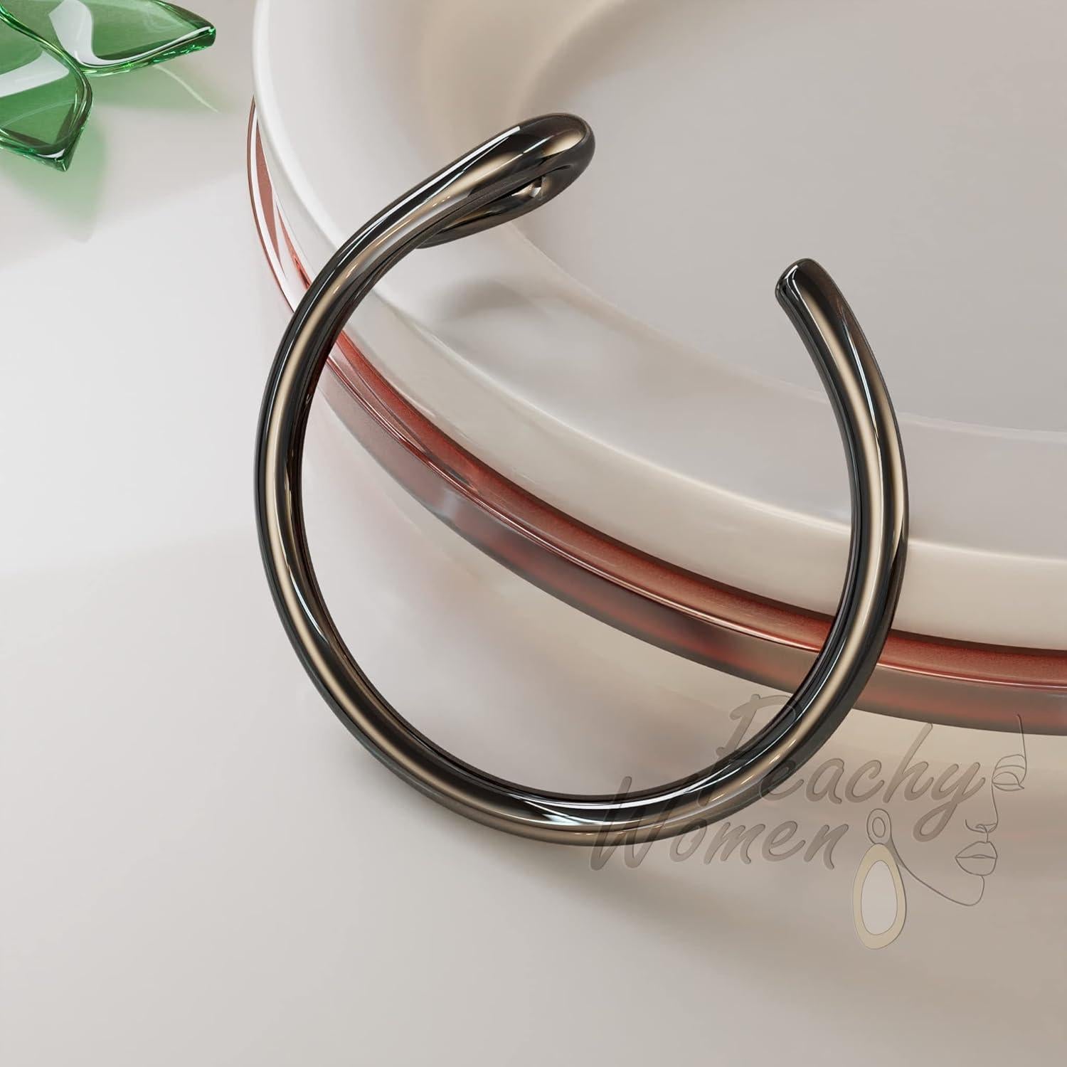 Anillo de Nariz Falso Negro Clip On Plata 925 Joyería Hecha a Mano