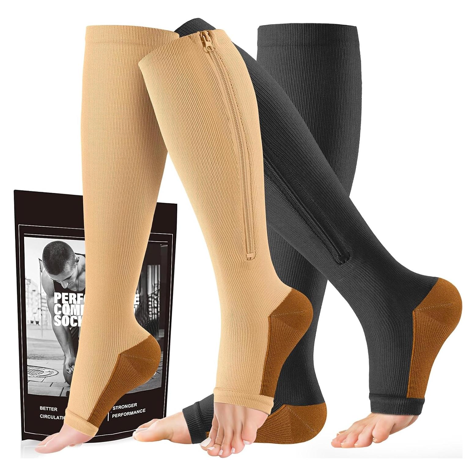 Calcetines de compresión Cerpit con cremallera 15-20 mmHg - 2 pares