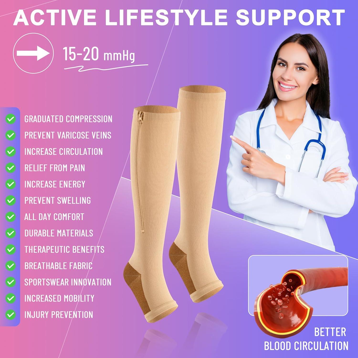 Calcetines de compresión Cerpit con cremallera 15-20 mmHg - 2 pares