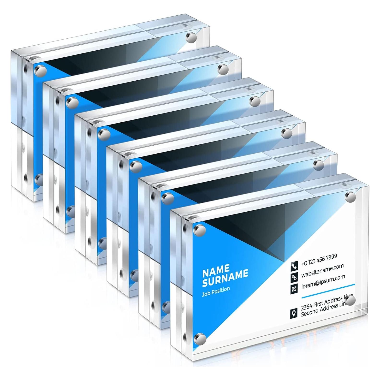 Marco de Tarjeta de Negocios Magnético Xuhal 6.35x8.89 cm Claro - 3 Pcs