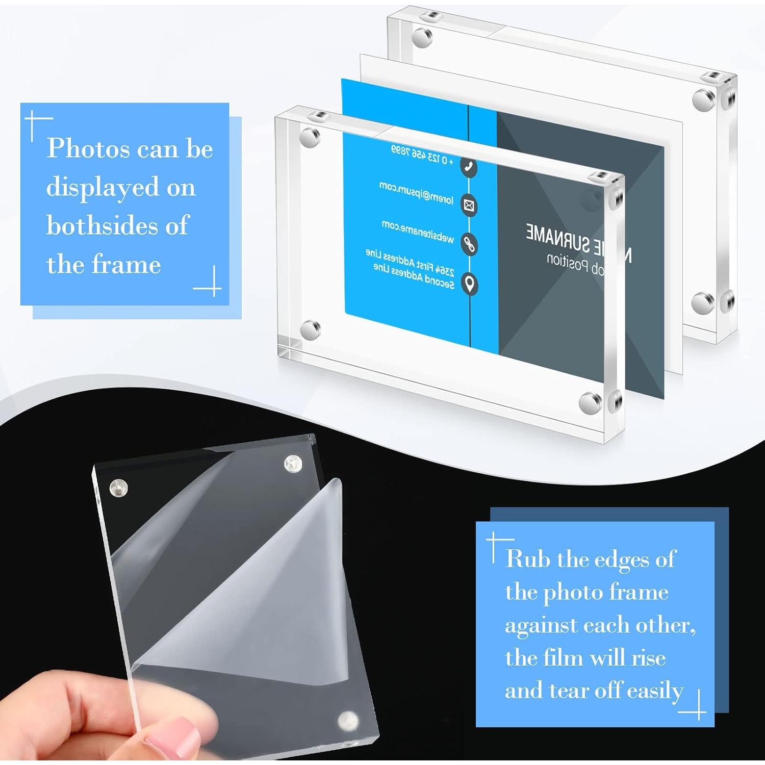 Marco de Tarjeta de Negocios Magnético Xuhal 6.35x8.89 cm Claro - 3 Pcs