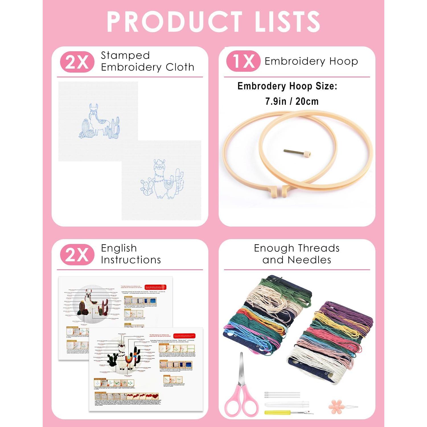 Kit de Bordado TINDTOP para Principiantes - 2 Telas, Aro y Herramientas