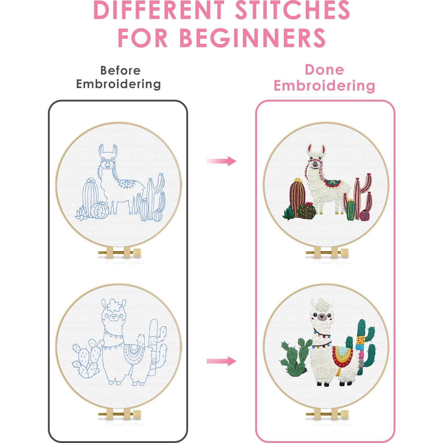 Kit de Bordado TINDTOP para Principiantes - 2 Telas, Aro y Herramientas