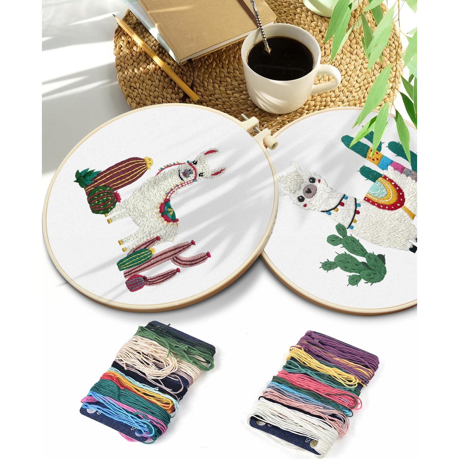 Kit de Bordado TINDTOP para Principiantes - 2 Telas, Aro y Herramientas