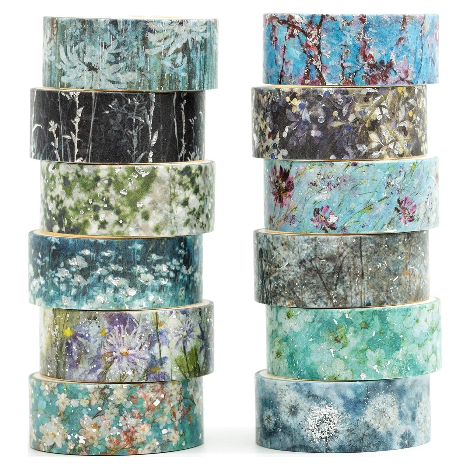 Juego de 12 Rollos de Cinta Washi Floral Songdao 15mm x 2m