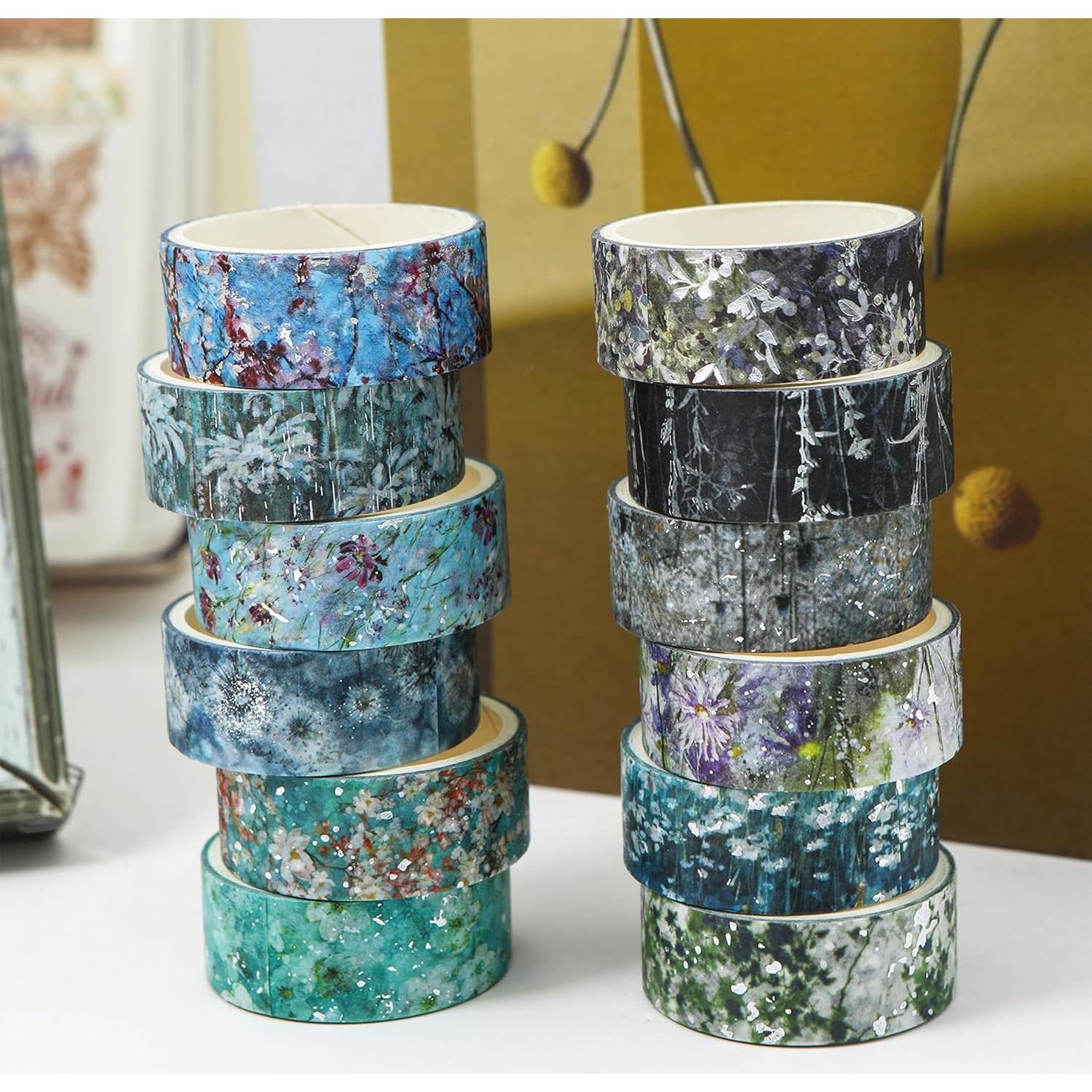 Juego de 12 Rollos de Cinta Washi Floral Songdao 15mm x 2m