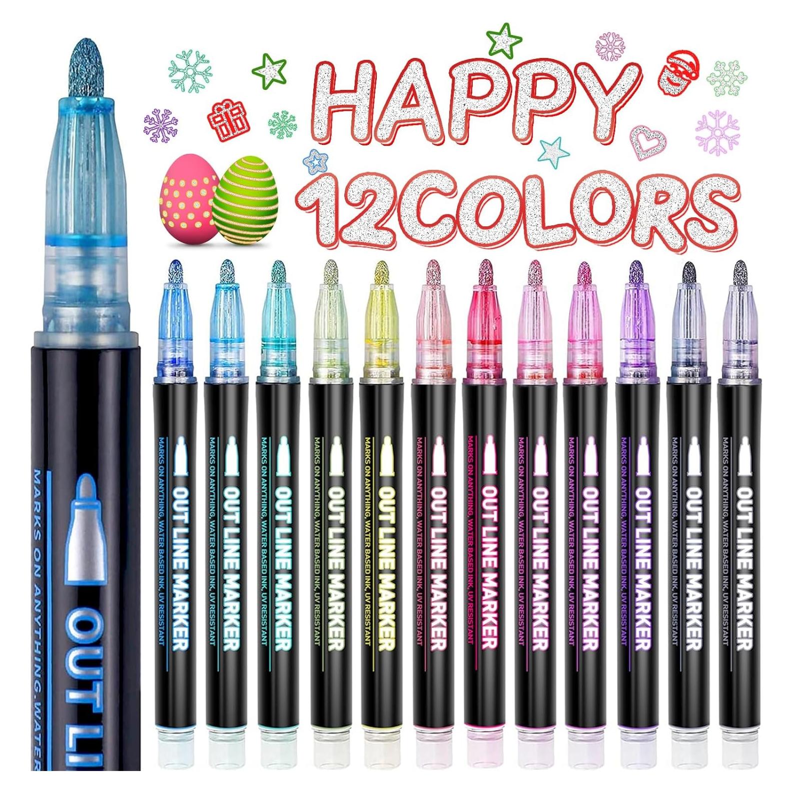 Bolígrafos de Glitter GLOPUS - 12 Marcadores Brillantes Multicolor