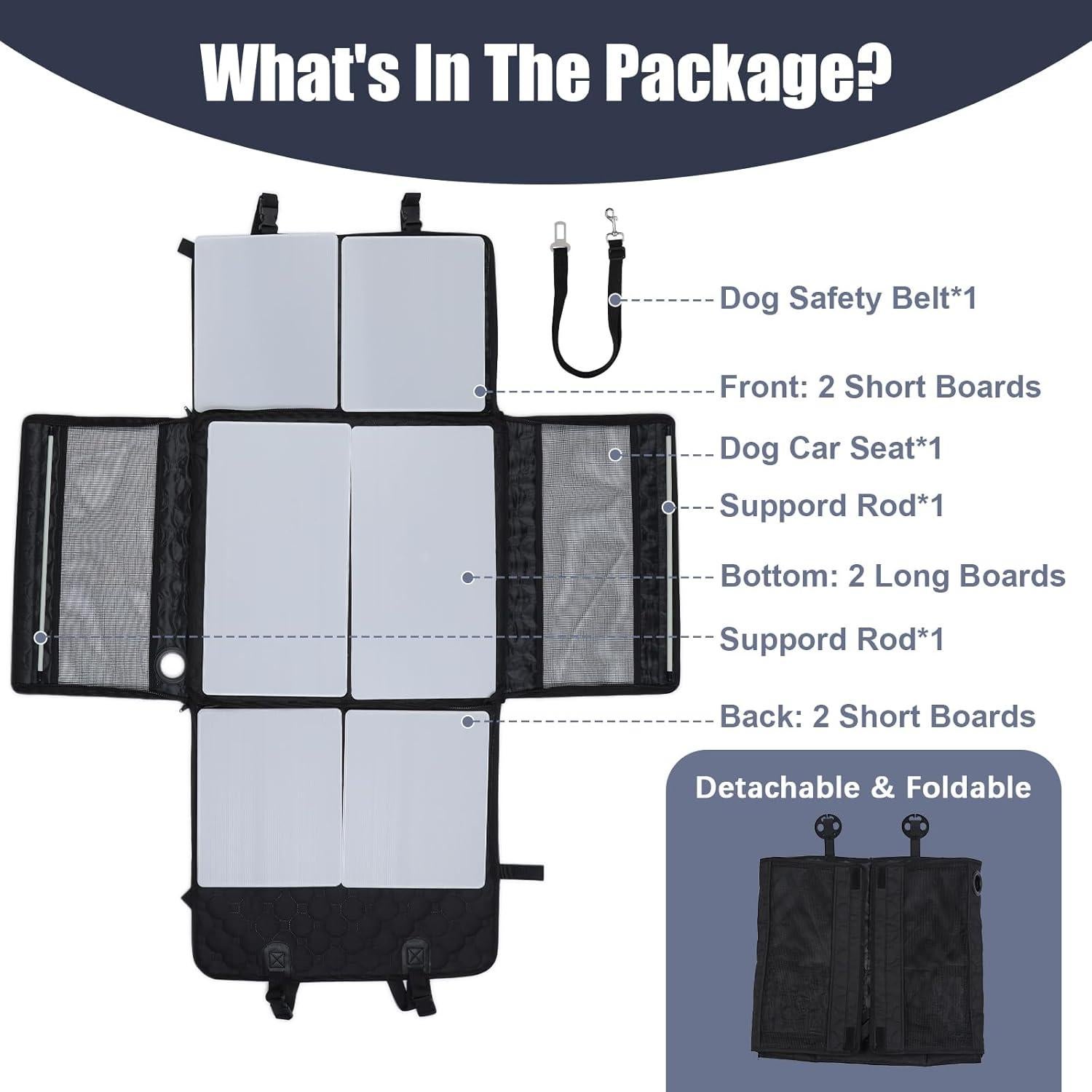 Asiento de Coche para Perros Homsunyi Mediano Negro Impermeable