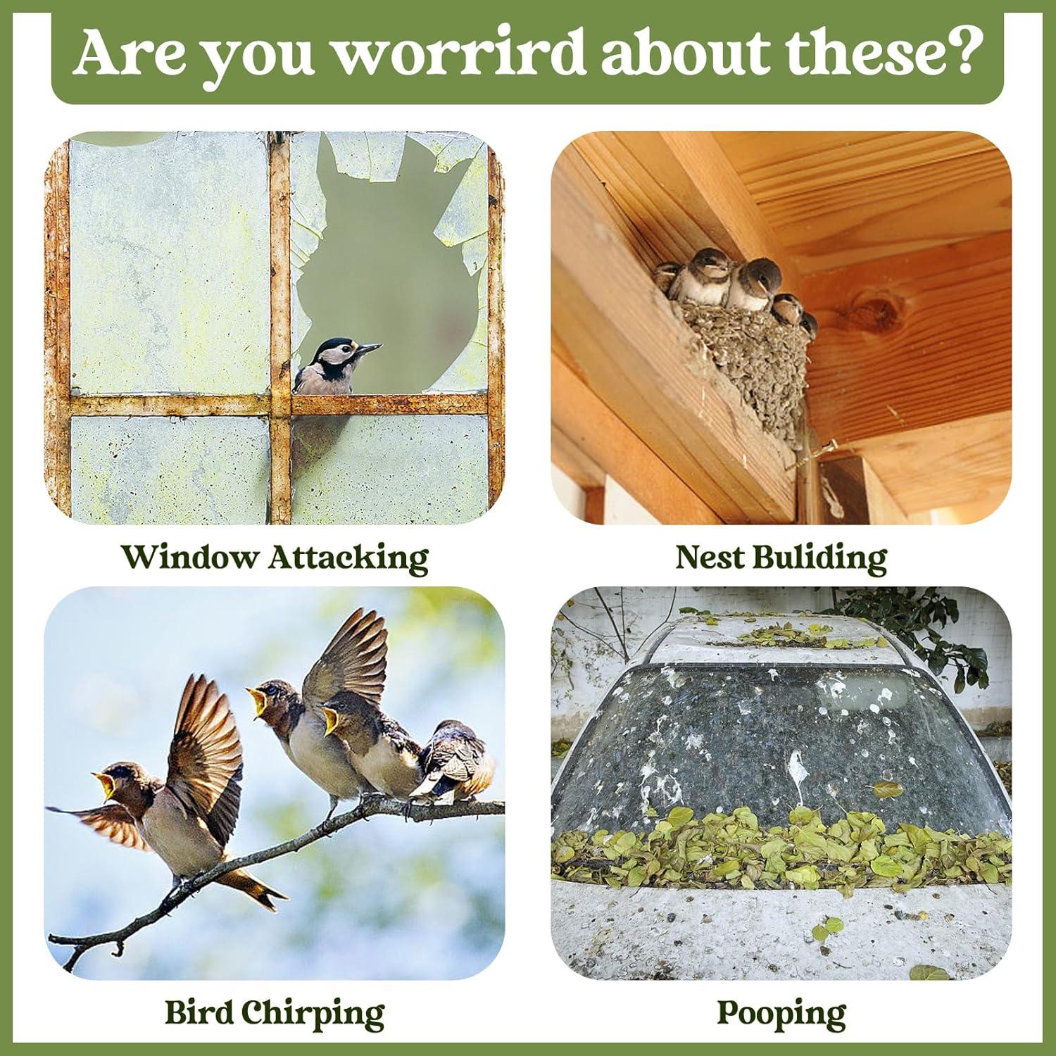 Búhos Falsos Colgantes Kungfu Mall - 4 Piezas para Jardín