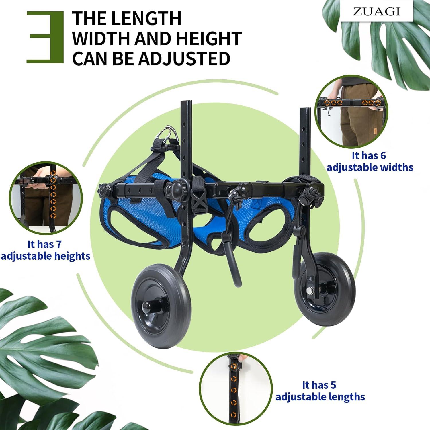 Silla de ruedas para perros ZUAGI Extra Pequeño ajustable