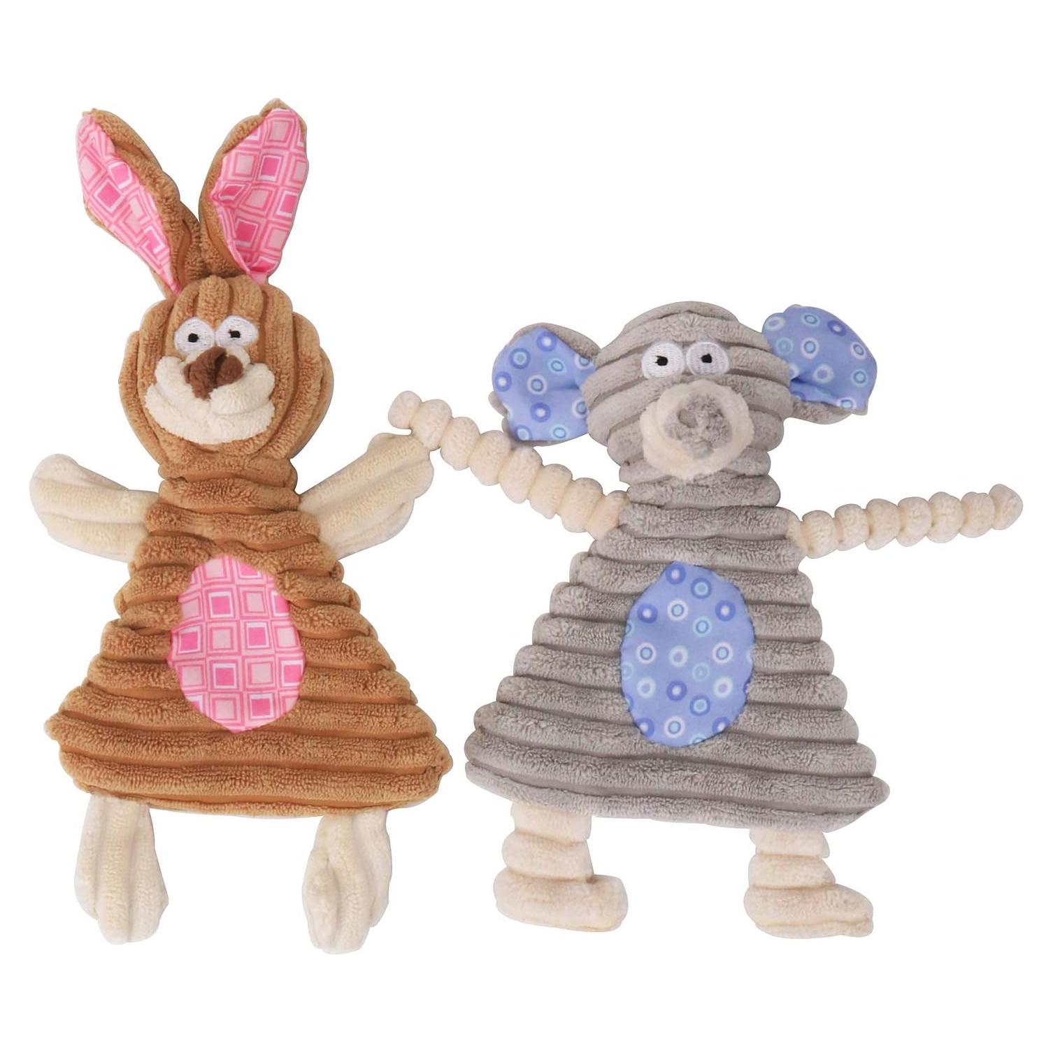 Juguetes para Perros Comtim Sin Relleno con Sonajero - Conejo y Elefante