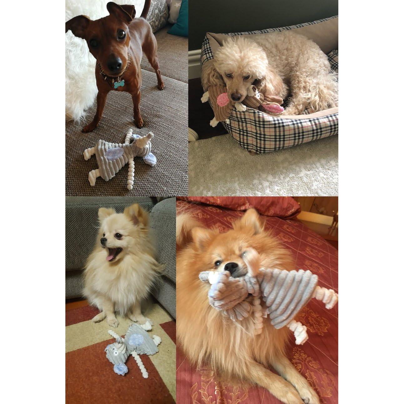 Juguetes para Perros Comtim Sin Relleno con Sonajero - Conejo y Elefante