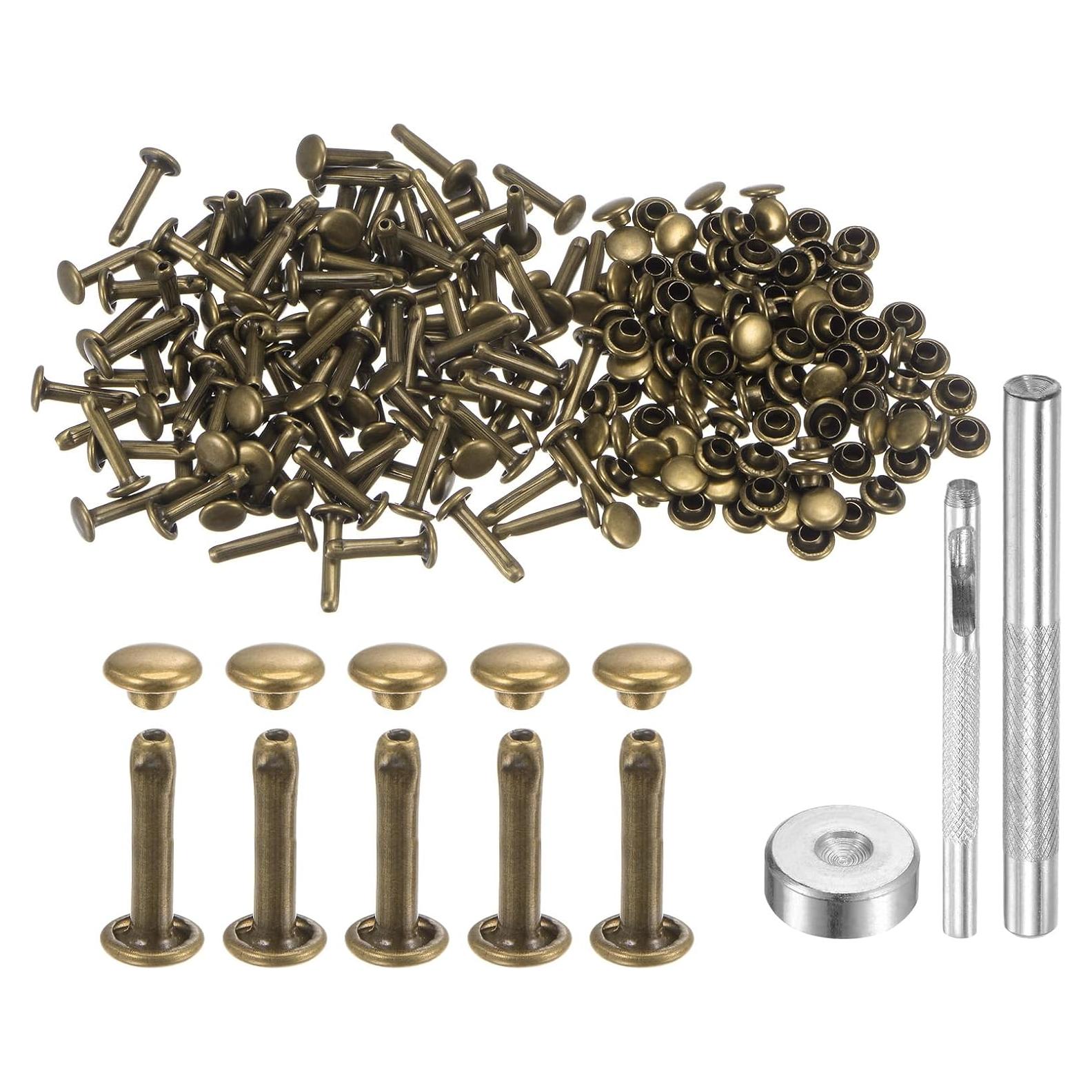 Remaches de Cuero HARFINGTON 100 Juegos 6mm x 12mm Bronce