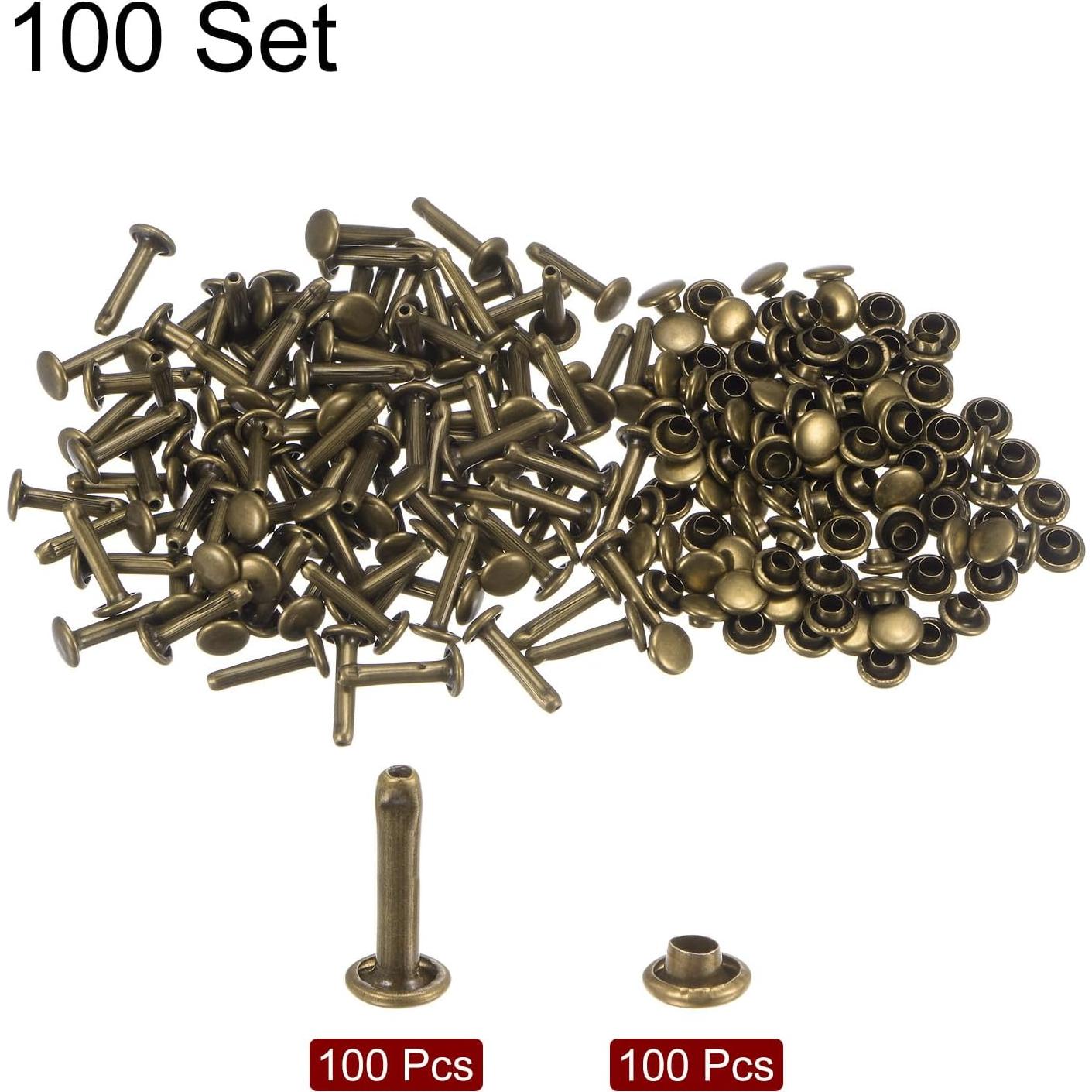 Remaches de Cuero HARFINGTON 100 Juegos 6mm x 12mm Bronce