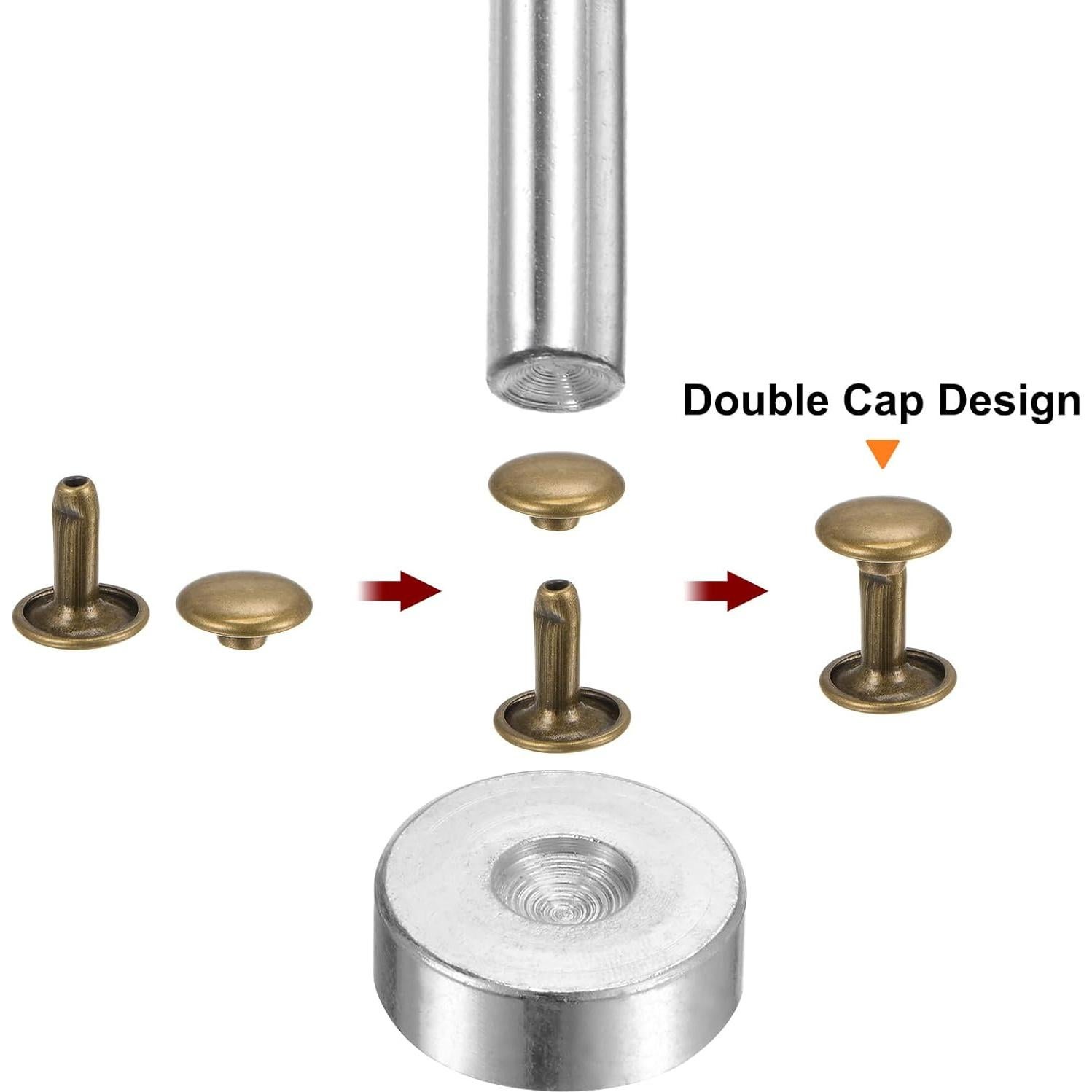 Remaches de Cuero HARFINGTON 100 Juegos 6mm x 12mm Bronce