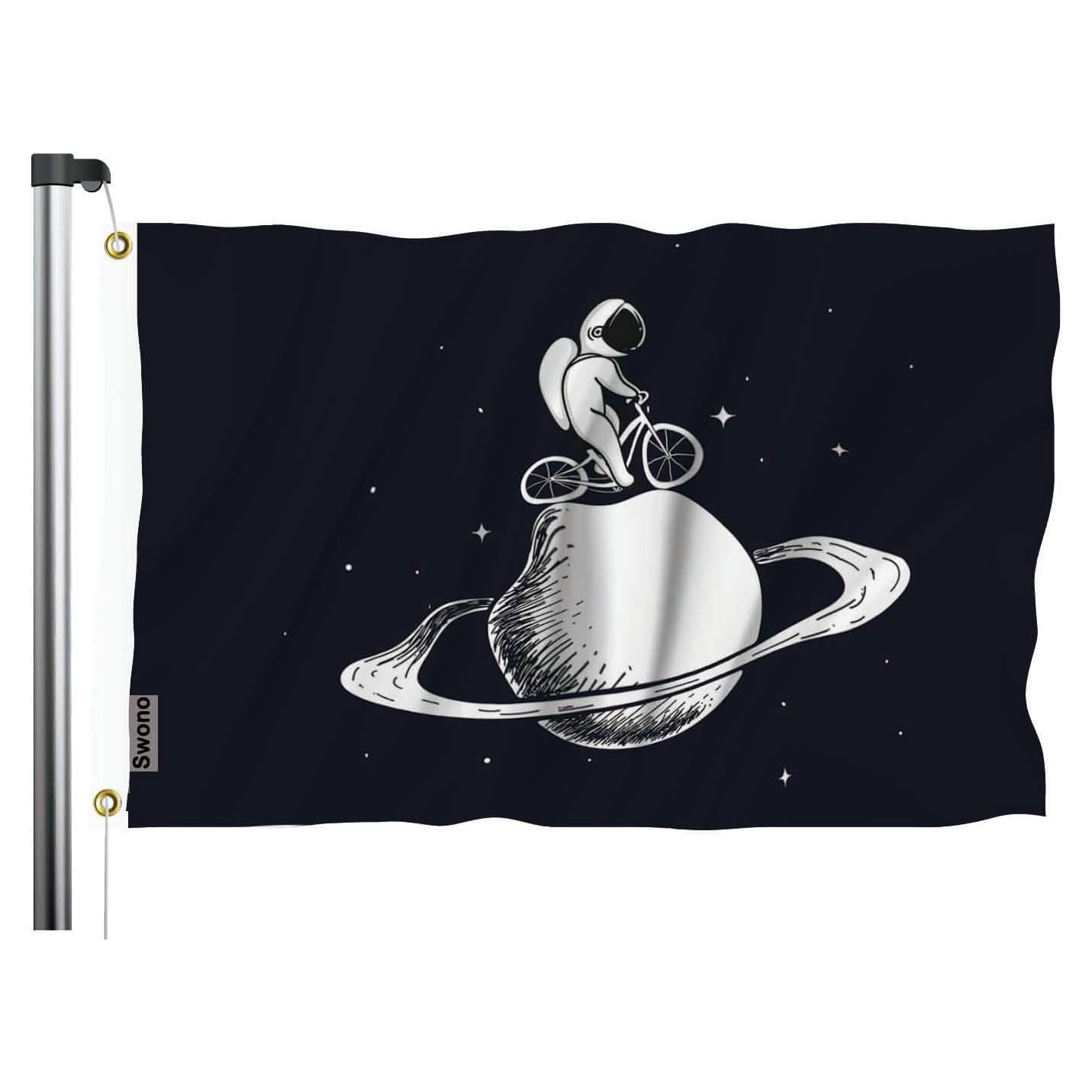 Bandera Swono Planeta Negro 91x152 cm Alta Calidad