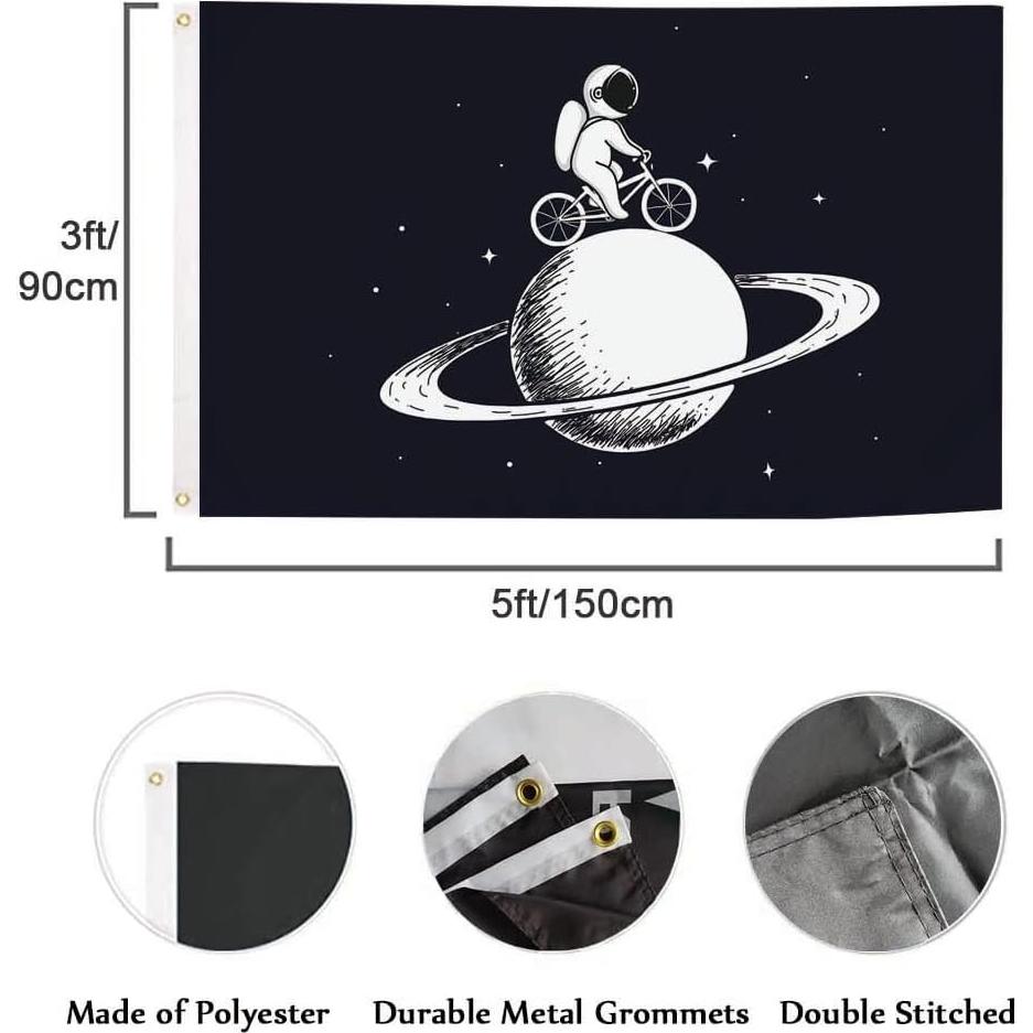 Bandera Swono Planeta Negro 91x152 cm Alta Calidad