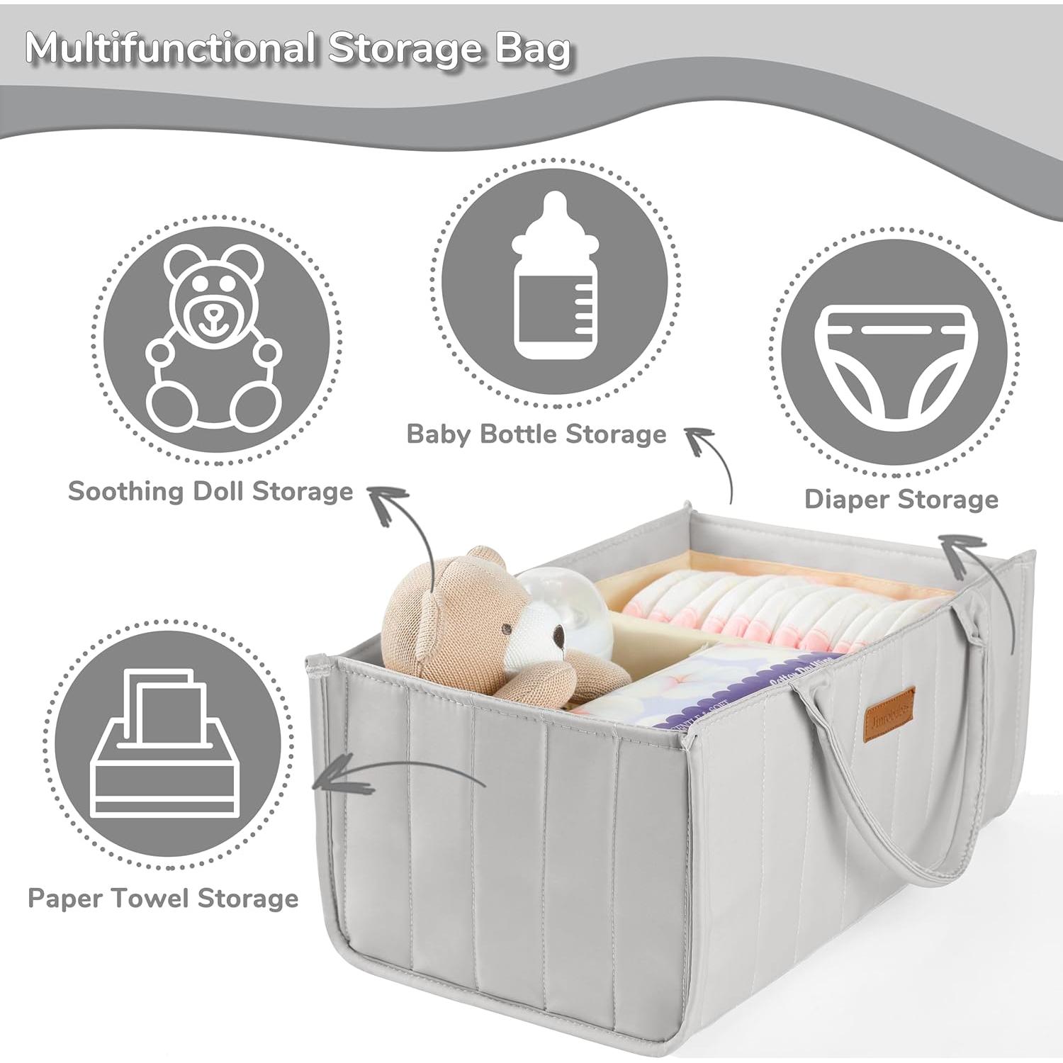 Caddy Organizador de Pañales Jinrobabes Gris 38x25.4x17.8 cm