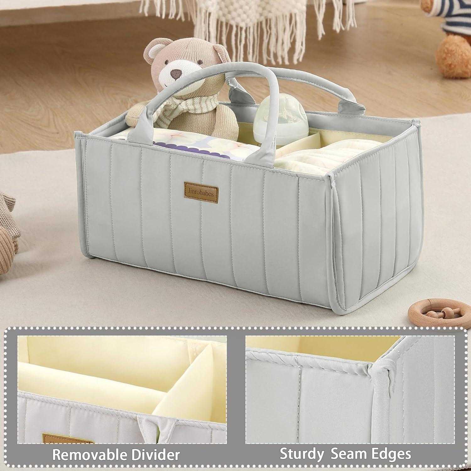 Caddy Organizador de Pañales Jinrobabes Gris 38x25.4x17.8 cm