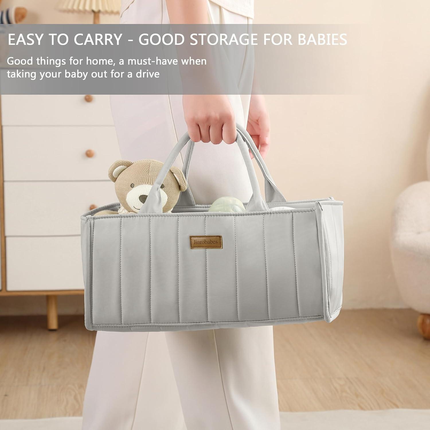 Caddy Organizador de Pañales Jinrobabes Gris 38x25.4x17.8 cm