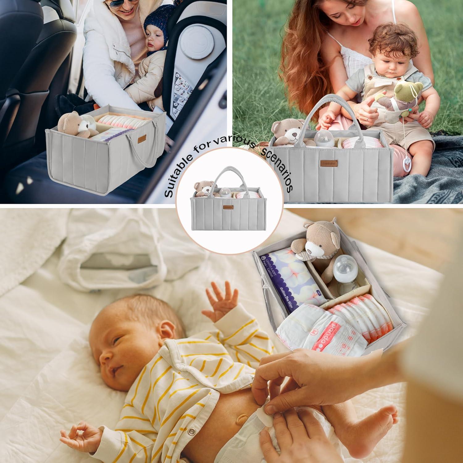 Caddy Organizador de Pañales Jinrobabes Gris 38x25.4x17.8 cm