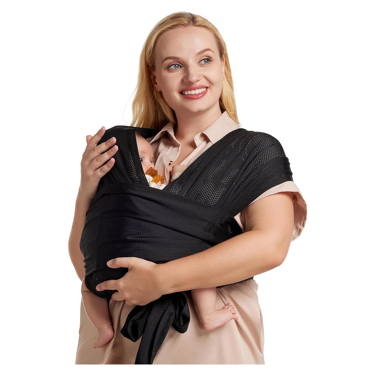 Portabebés Ajustable Momcozy Malla Transpirable Negro 3.6-15.9kg