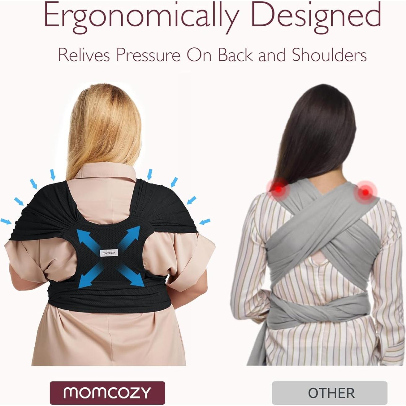 Portabebés Ajustable Momcozy Malla Transpirable Negro 3.6-15.9kg