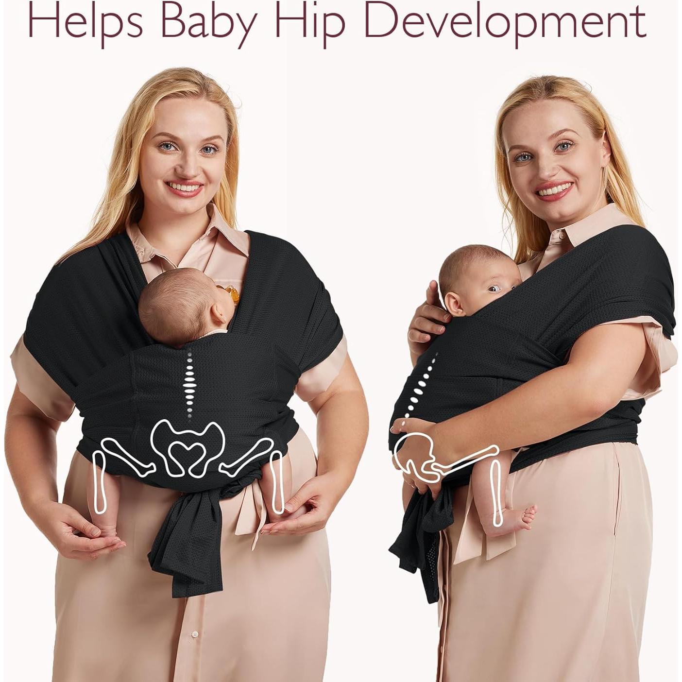 Portabebés Ajustable Momcozy Malla Transpirable Negro 3.6-15.9kg