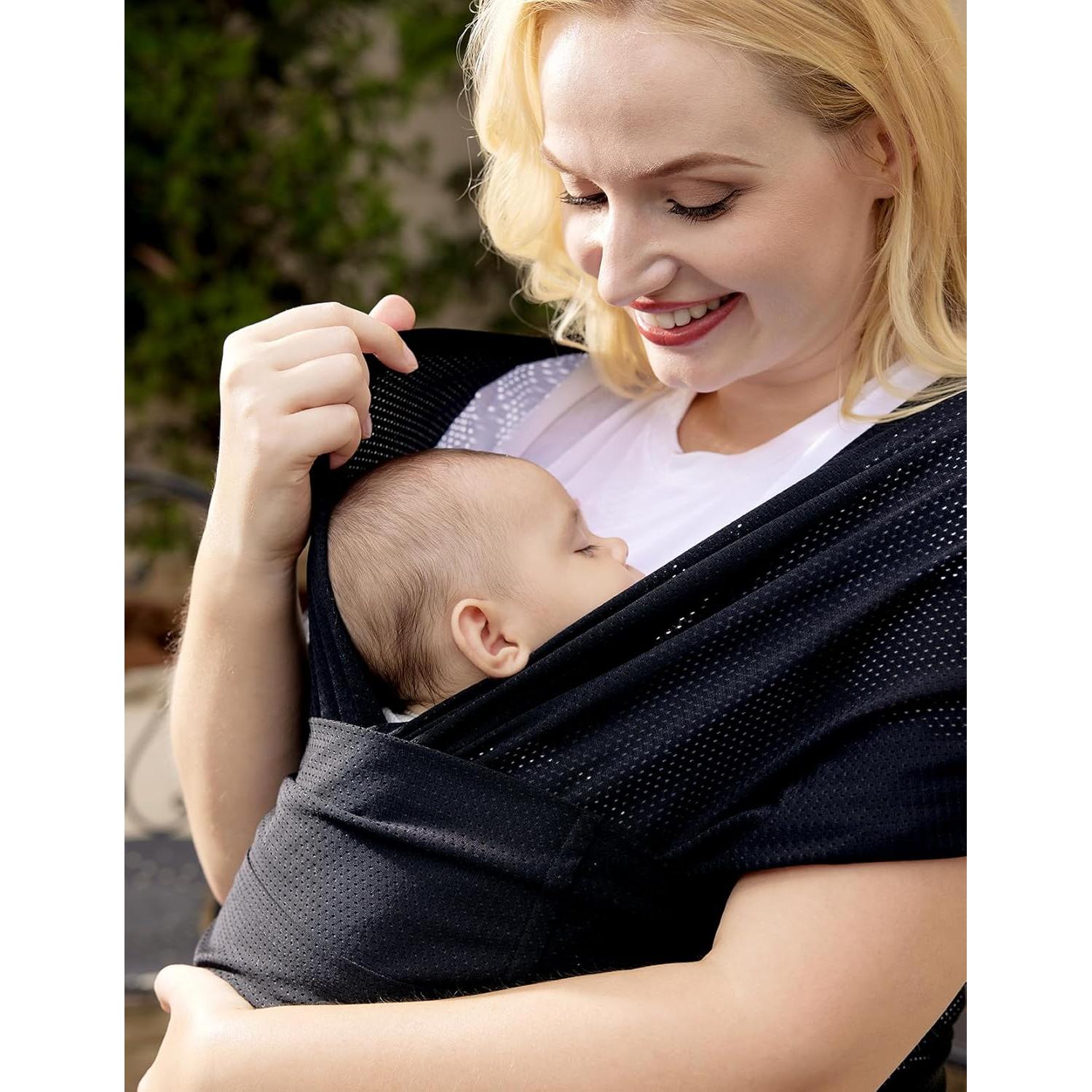 Portabebés Ajustable Momcozy Malla Transpirable Negro 3.6-15.9kg