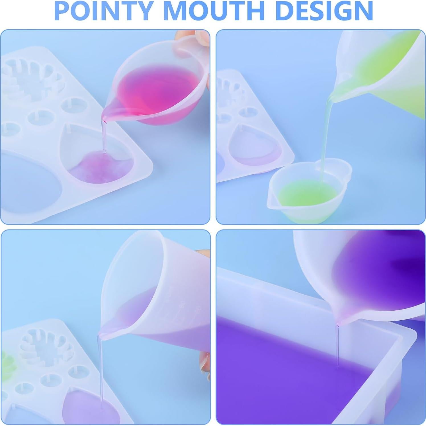 KISREL Kit de Tazas de Medición de Silicona para Resina 1L 250ml 100ml