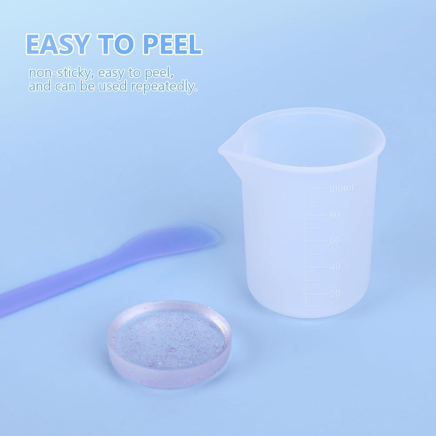 KISREL Kit de Tazas de Medición de Silicona para Resina 1L 250ml 100ml