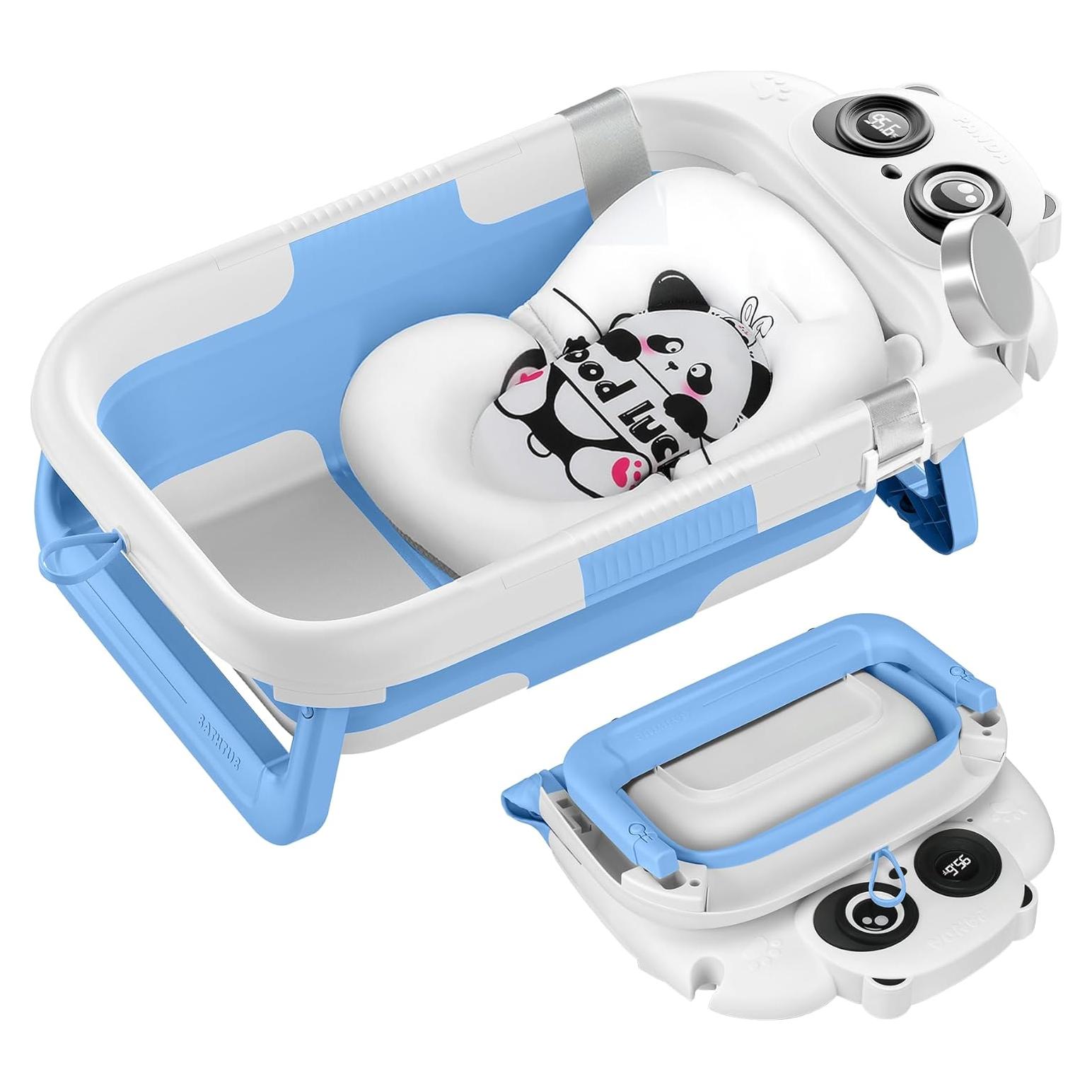 Bañera Plegable para Bebés WXXM con Cojín y Termómetro