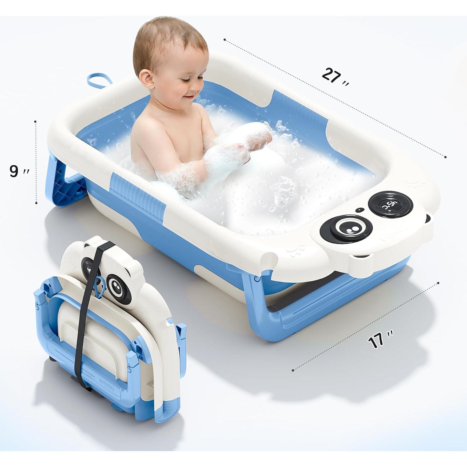 Bañera Plegable para Bebés WXXM con Cojín y Termómetro