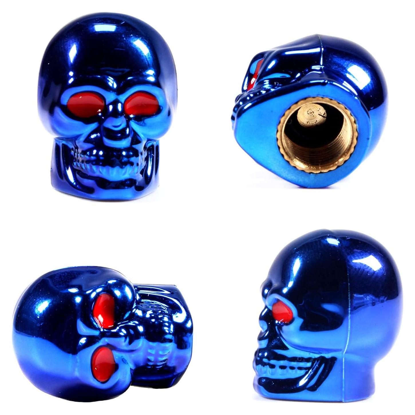 Tapas de Válvula de Neumático Dsycar Calavera Azul - 4 Pcs