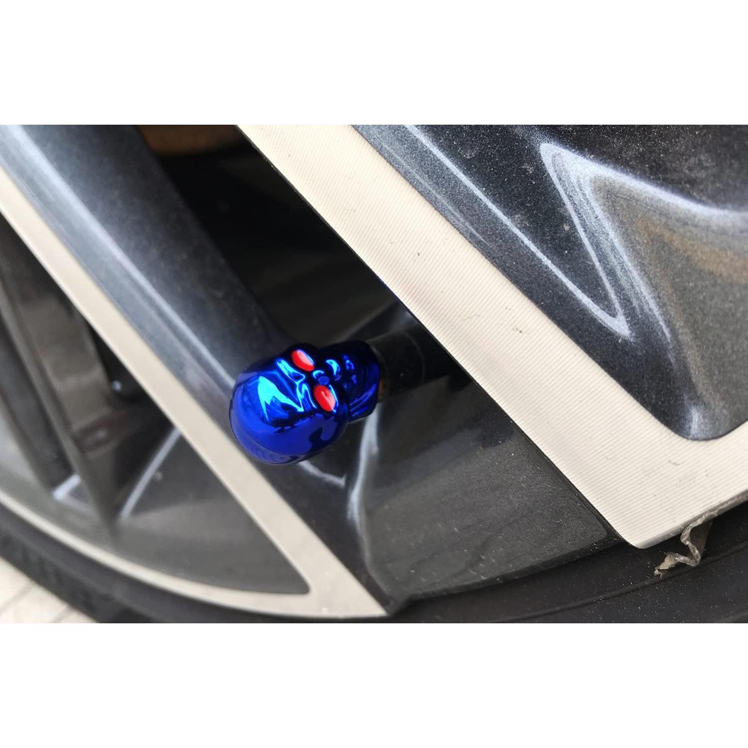 Tapas de Válvula de Neumático Dsycar Calavera Azul - 4 Pcs