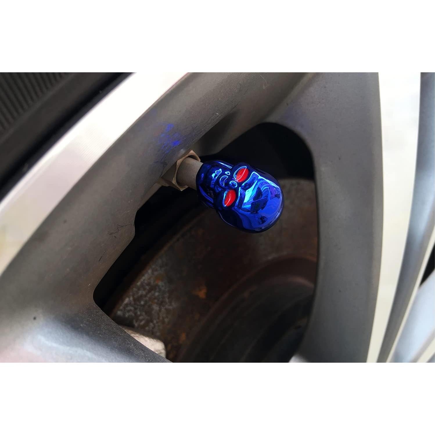 Tapas de Válvula de Neumático Dsycar Calavera Azul - 4 Pcs