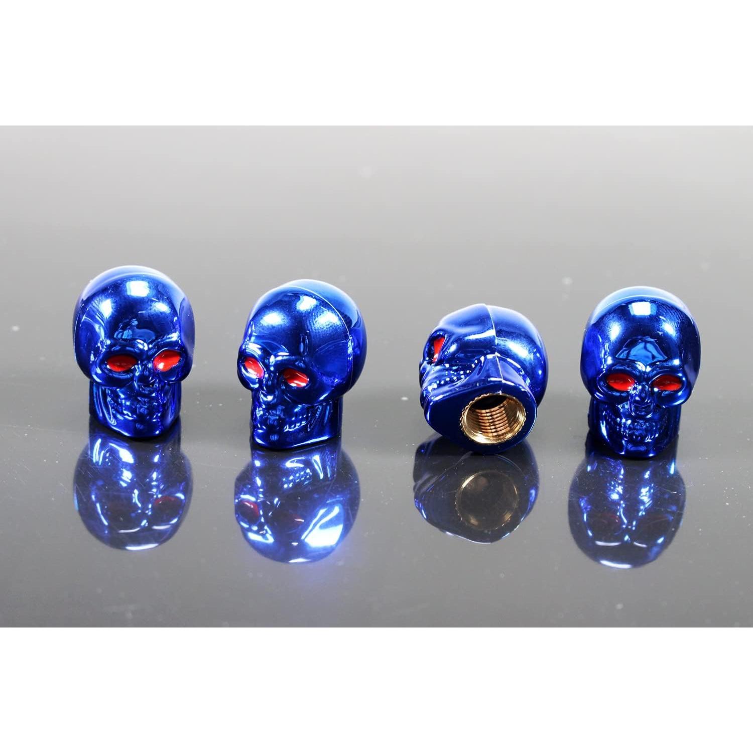 Tapas de Válvula de Neumático Dsycar Calavera Azul - 4 Pcs