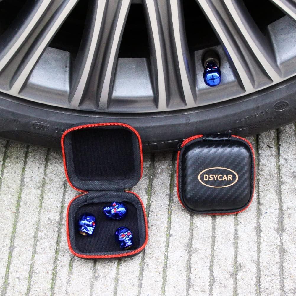 Tapas de Válvula de Neumático Dsycar Calavera Azul - 4 Pcs